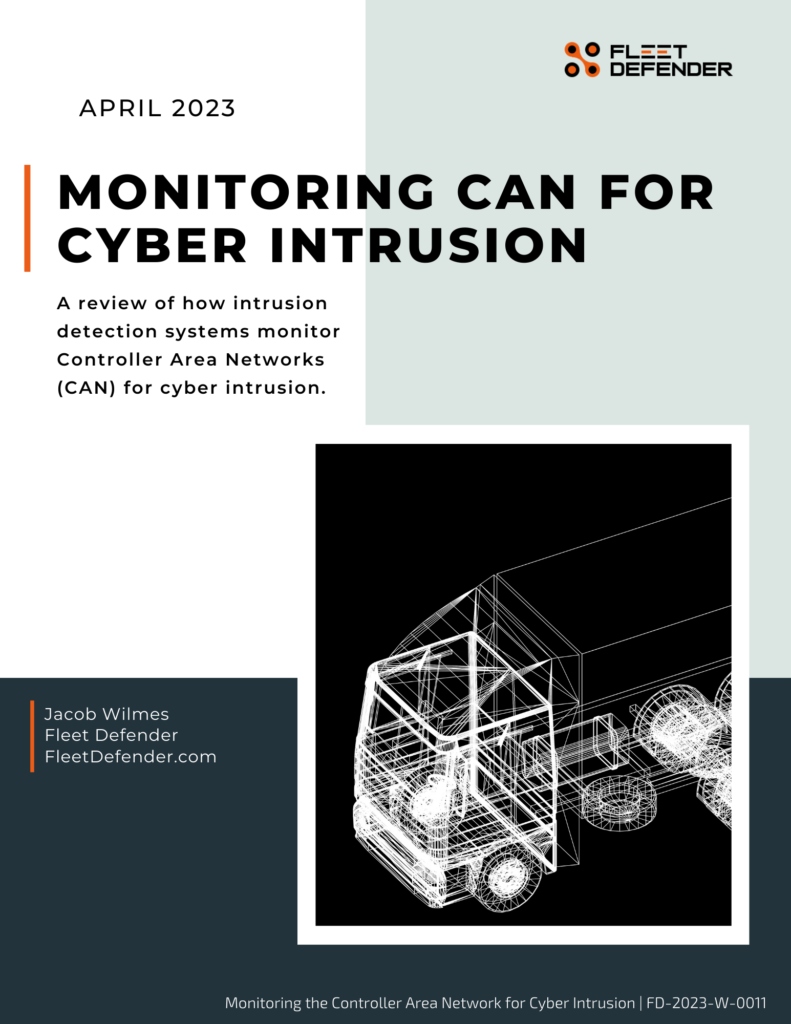 Monitoring CAN For Cyber Intrusion Cover